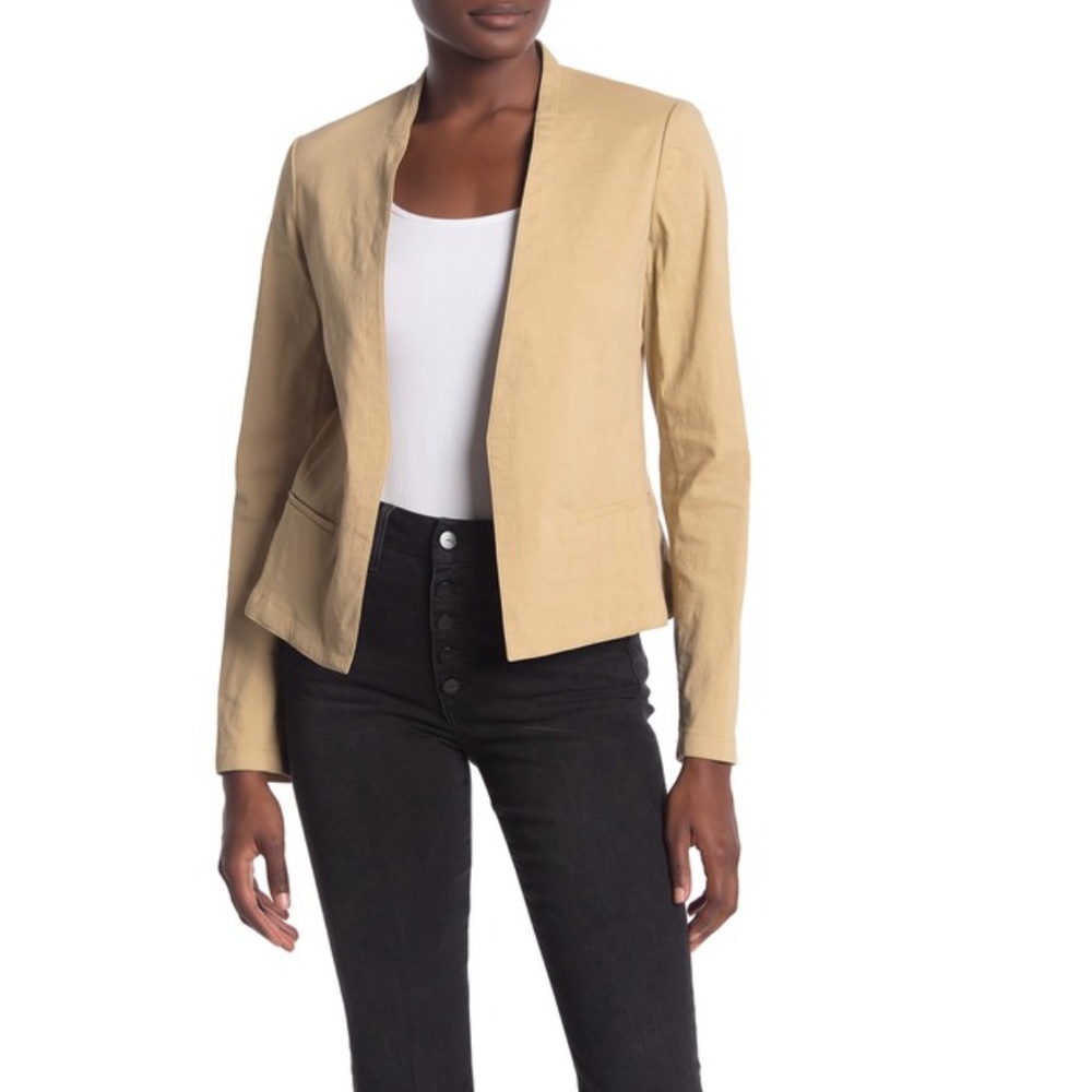 Theory Linen Blend Blazer Beige Clay Tan $395